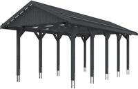 Skanholz Einzelcarport "Wallgau" Massivholz 291 cm Schiefergrau mit Dachlattung