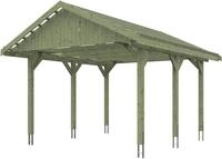 Skanholz Einzelcarport "Wallgau" Massivholz 340 cm Gr&uuml;n mit Dachlattung