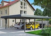Skanholz Doppelcarport "Wendland" Leimholz 550 cm dunkelgrau