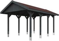 Skanholz Einzelcarport "Wallgau" Massivholz 291 cm Schiefergrau mit roten