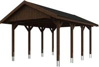 Skanholz Einzelcarport "Wallgau" Massivholz 340 cm Nussbaum mit schwarzen