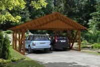 Skanholz Doppelcarport "Schwarzwald" Massivholz 560 cm Nussbaum 684x600cm, mit