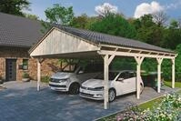 Skanholz Doppelcarport "Fichtelberg" Leimholz natur mit Dachlattung