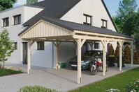 Skanholz Einzelcarport "Fichtelberg" Leimholz natur mit Dachlattung