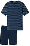 Schlafanzug SCHIESSER "Pyjama Casual Essentials", Herren, Gr. S, blau (dunkelblau),