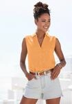 Blusentop LASCANA, Damen, Gr. 34, orange (mango peach), Web, Obermaterial: 58%