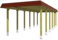 Skanholz Einzelcarport "Spreewald" Massivholz 285 cm Gr&uuml;n mit EPDM-Dach, rote Blende