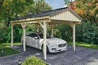Skanholz Einzelcarport "Fichtelberg" Leimholz natur mit Dachlattung