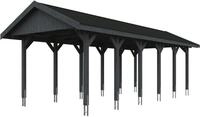 Skanholz Einzelcarport "Wallgau" Massivholz 291 cm Schiefergrau mit schwarzen
