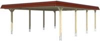 Skanholz Doppelcarport "Wendland" Leimholz 550 cm Eiche hell mit Aluminiumdach, rote