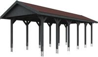 Skanholz Einzelcarport "Wallgau" Massivholz 291 cm Schiefergrau mit roten