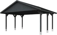 Skanholz Doppelcarport "Wallgau" Massivholz 530 cm Schiefergrau mit schwarzen