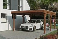 Skanholz Einzelcarport "Grunewald" Leimholz braun mit EPDM-Dach