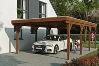 Skanholz Einzelcarport "Grunewald" Leimholz braun mit Aluminiumdach