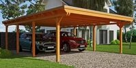 Skanholz Doppelcarport "Emsland" Massivholz 550 cm hellbraun