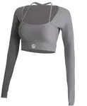 Sporttop YEAZ "Long Top CLUB LEVEL", Damen, Gr. S, grau, Obermaterial: 78% Polyester