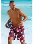 Badeshorts BUFFALO, Herren, Gr. S (46/48), N-Gr, bunt (rot, marine, kariert),