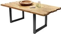 SIT Esstisch "Akron aus recyceltem Teak mit Bruchkante & Metall-Kufengestell" 50 mm