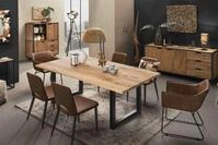 SIT Esstisch "Lille Wildeiche Massivholz mit modernem Metall-Kufengestell" Ge&ouml;lte