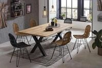 SIT Esstisch "Gent Wildeiche Massivholz mit X-Gestell aus Metall, Industrial"