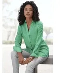 Hemdbluse LASCANA, Damen, Gr. 38, gr&uuml;n (apfelgr&uuml;n), Web, Obermaterial: 58%...