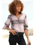 Hemdbluse BUFFALO, Damen, Gr. 36, rosa (rosa, schwarz kariert), Flanell,