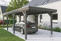 Skanholz Einzelcarport "Grunewald" Leimholz dunkelgrau mit Aluminiumdach