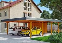 Skanholz Doppelcarport "Wendland" Leimholz 550 cm hellbraun