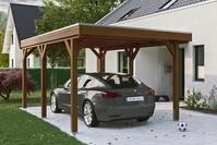 Skanholz Einzelcarport "Grunewald" Leimholz braun mit EPDM-Dach
