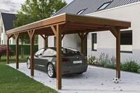 Skanholz Einzelcarport "Grunewald" Leimholz braun mit EPDM-Dach