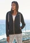 LASCANA Kapuzensweatjacke Sweatshirtjacke mit Details in Ros&eacute;gold, Loungewear