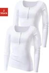 H.I.S Langarmshirt "mit kurzer Knopfleiste" 2er-Pack, feine Rippqualit&auml;t aus...