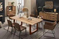 SIT Esstisch "Lille Wildeiche Massivholz mit modernem Metall-Kufengestell" Ge&ouml;lte