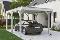 Skanholz Einzelcarport "Grunewald" Leimholz wei&szlig; mit EPDM-Dach