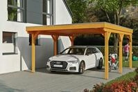 Skanholz Einzelcarport "Grunewald" Leimholz hellbraun mit Aluminiumdach