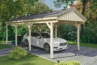 Skanholz Einzelcarport "Fichtelberg" Leimholz natur mit Dachlattung