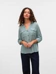 Hemdbluse VERO MODA "VMBUMPY L/S SHIRT NEW WVN GA NOOS", Damen, Gr. M, grau (gray