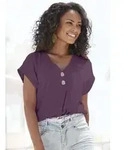 Schlupfbluse LASCANA, Damen, Gr. 42, lila (violett), Web, Obermaterial: 100%...