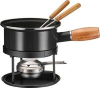 M&Auml;SER Fonduetopf "aus schwarzer Emaille" Set, 5 Stk. tlg. Edelstahl 18/0