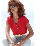 Schlupfbluse LASCANA, Damen, Gr. 42, rot, Web, Obermaterial: 100% Viskose,...
