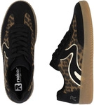 Plateausneaker RIEKER SPORT, Damen, Gr. 37, schwarz (schwarz, leo), Nubuklederimitat,