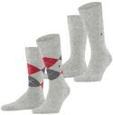 Socken BURLINGTON "Everyday Argyle Mix", Herren, Gr. 40-46, grau (leuchtendes
