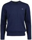 Sweater GANT "Strickpullover CLASSIC COTTON C-NECK", Herren, Gr. 3XL, blau...