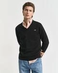 V-Ausschnitt-Pullover GANT "Classic Cotton V-Neck", Herren, Gr. S, schwarz,...