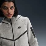 Sweatshirt NIKE SPORTSWEAR "W NSW TCH FLC WR FZ HDY 2", Damen, Gr. S, grau (dk grau