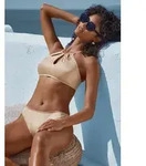Bustier-Bikini LASCANA "Monaco", Damen, Gr. 36, N-Gr, gold, Obermaterial: 79%