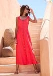 Maxikleid LASCANA "mit breiten Tr&auml;gern aus Webware mit Leinenanteil", Damen,...