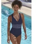 Badeanzug SUNSEEKER "Blossom", Damen, Gr. 42, Cup B, blau (marine),