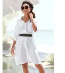 Longbluse LASCANA, Damen, Gr. 42, wei&szlig;, Web, Obermaterial: 58% Viskose, 28%