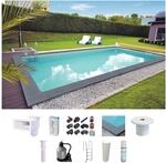 KWAD Rechteckpool "inkl. Granitumrandung in Farbe Padang Dark & umfangreichem